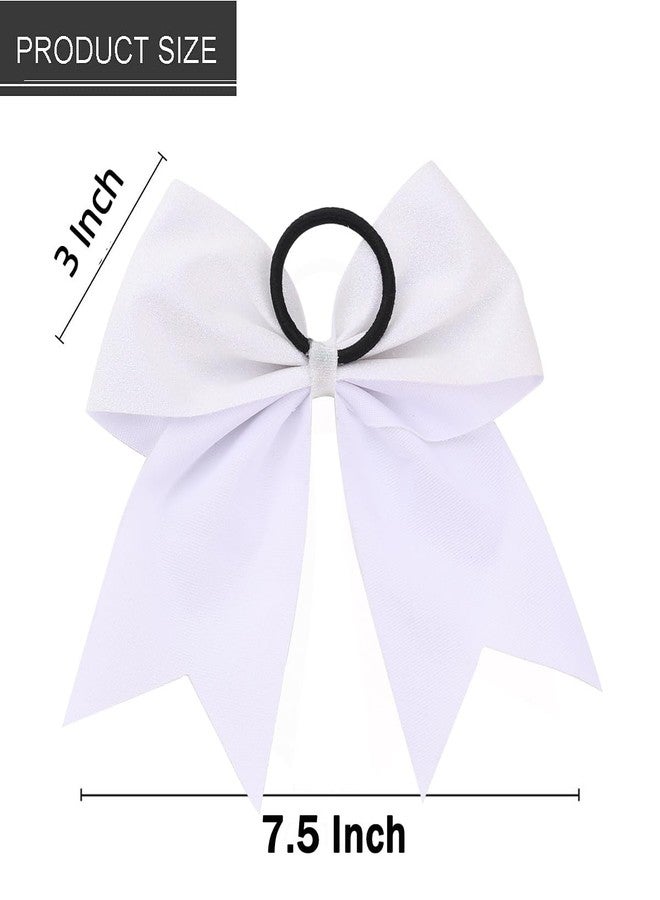 Hipcheer 16 PCS Large Glitter White Cheer Hair Bows, Shiny Cheerleading Bows Ponytail Holder for Cheerleader Girls Softball Sports and Christmas Tree Decor (Glitter White) - Image 5